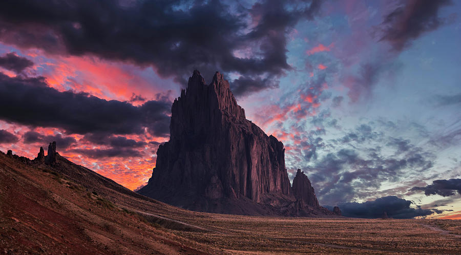 Shiprock Against a Breathtaking Twilight Sky, NM, USA Digital Art by ...