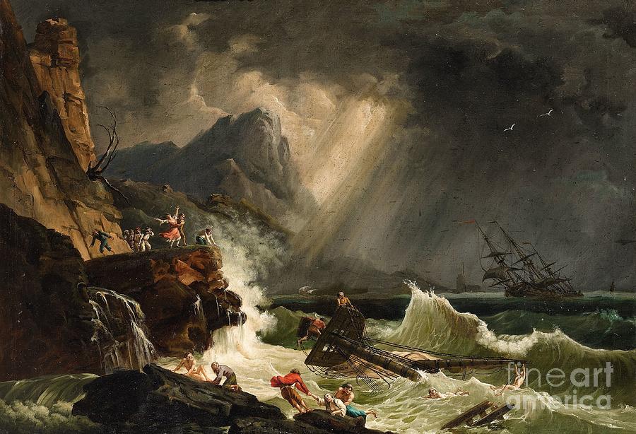 A Shipwreck in a Storm Painting by MotionAge Designs