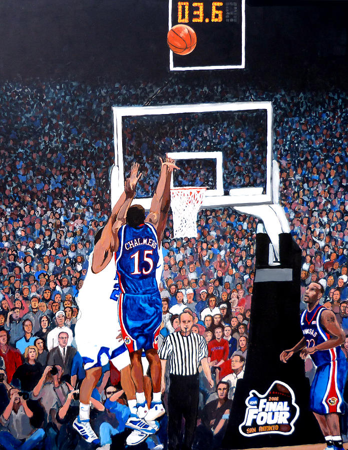 Jayhawks Painting - A Shot to Remember - 2008 National Champions by Tom Roderick