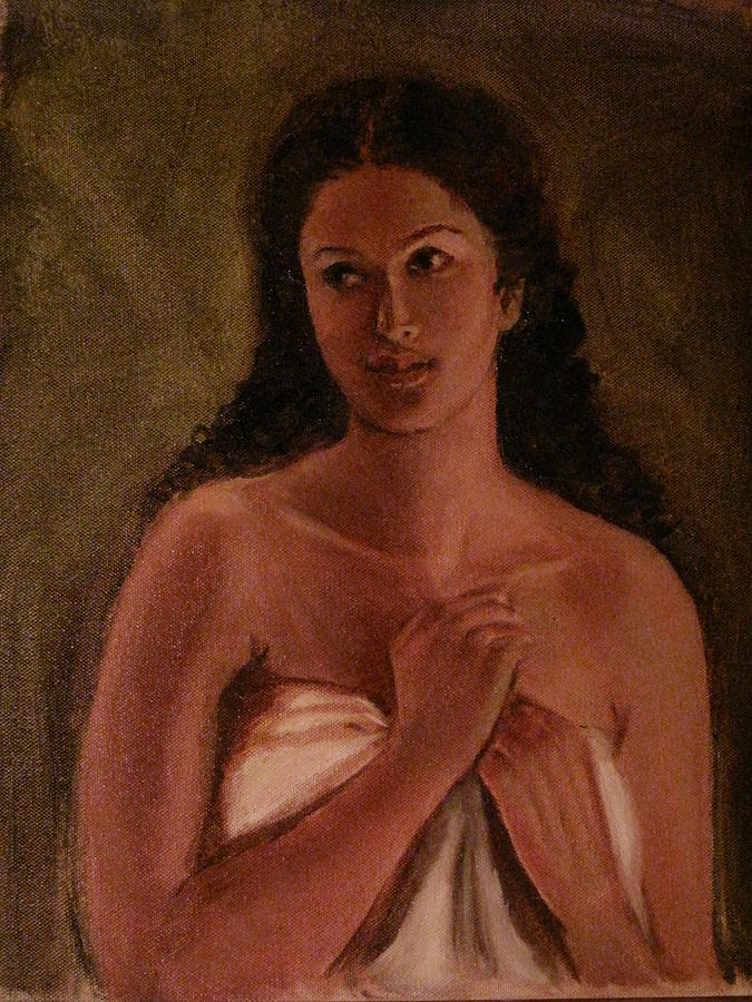 A shy woman Painting by Asha Sudhaker Shenoy