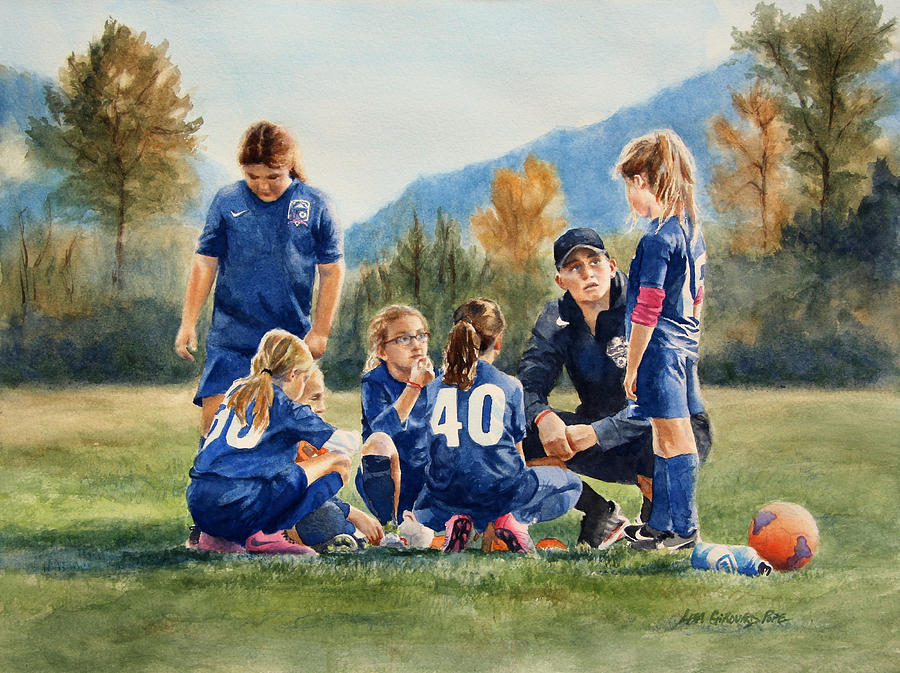 A Sideline Strategy Painting by Lisa Pope