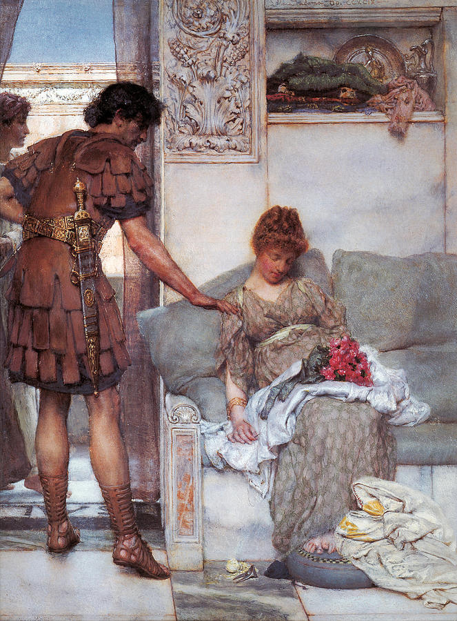 A Silent Greeting Painting by Lawrence Alma-Tadema