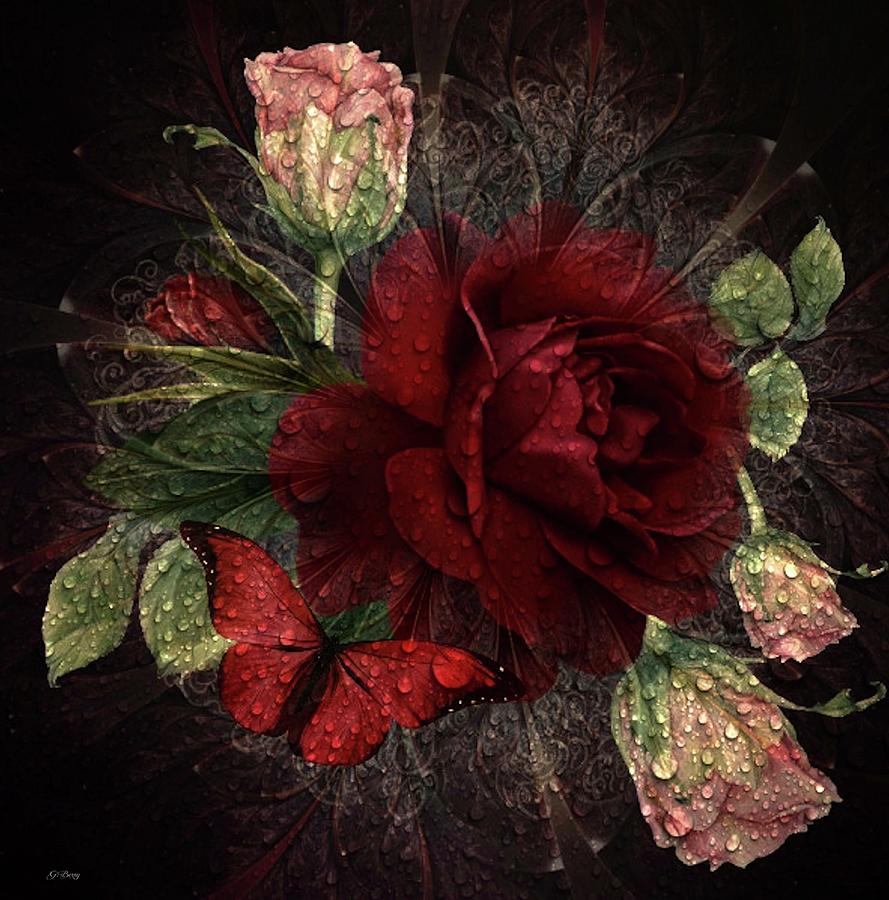 Bouquet Of Roses Mixed Media - A Single Red Rose  by Gayle Berry