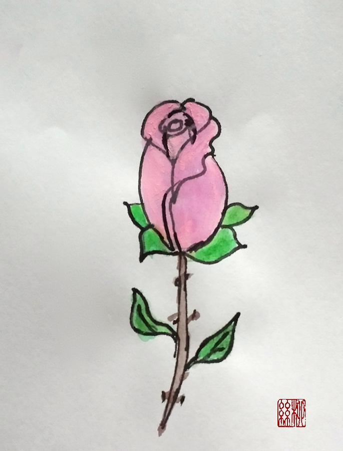 A Single Rose Painting by Margaret Welsh Willowsilk