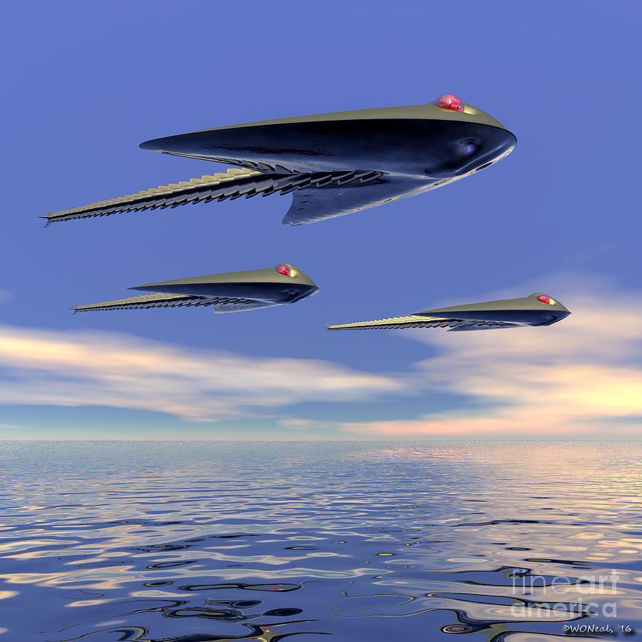 Space Ship Digital Art - A Sinister Invasion by Walter Neal