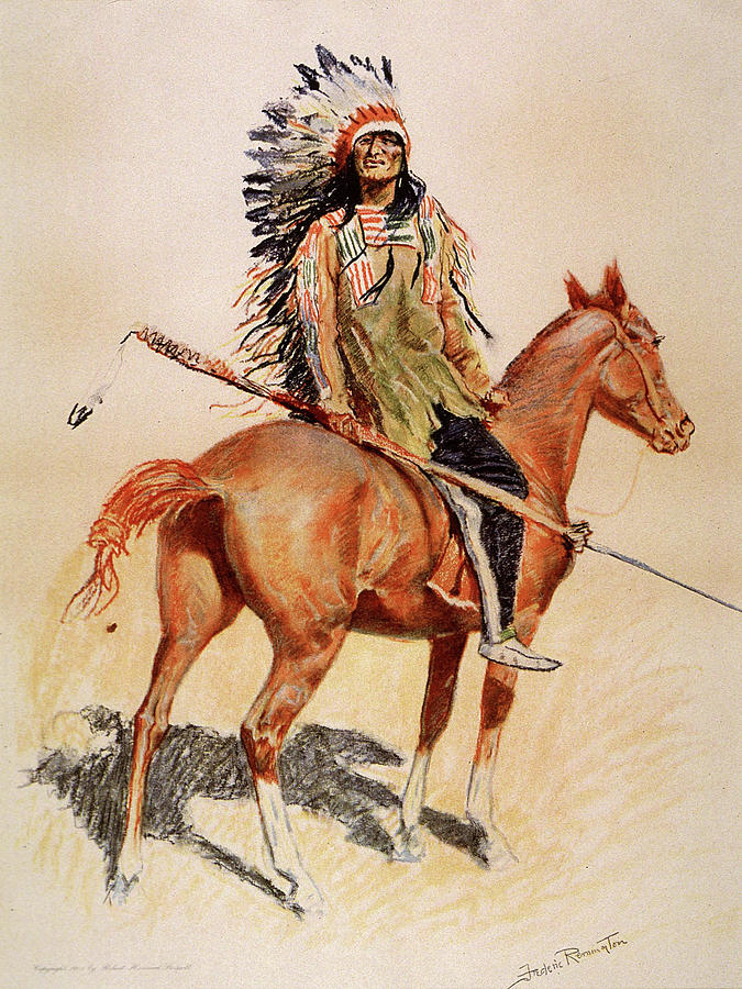 A Sioux Chief Drawing by Frederic Remington