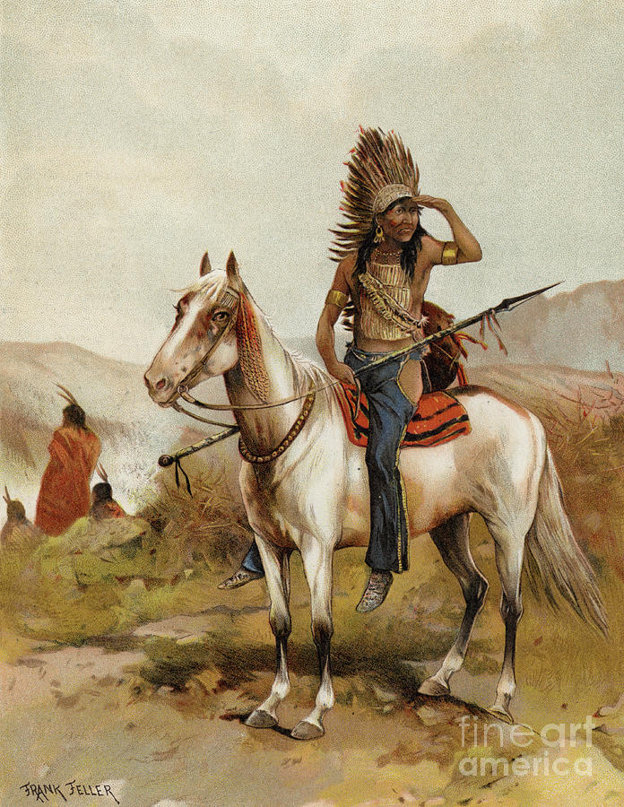 Feather Painting - A Sioux Indian Chief by Frank Feller