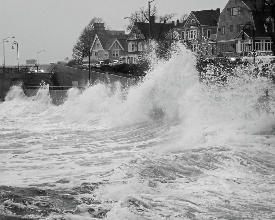A slight splash on the Lynn Waterfront Lynn MA Storm Photograph by Toby McGuire