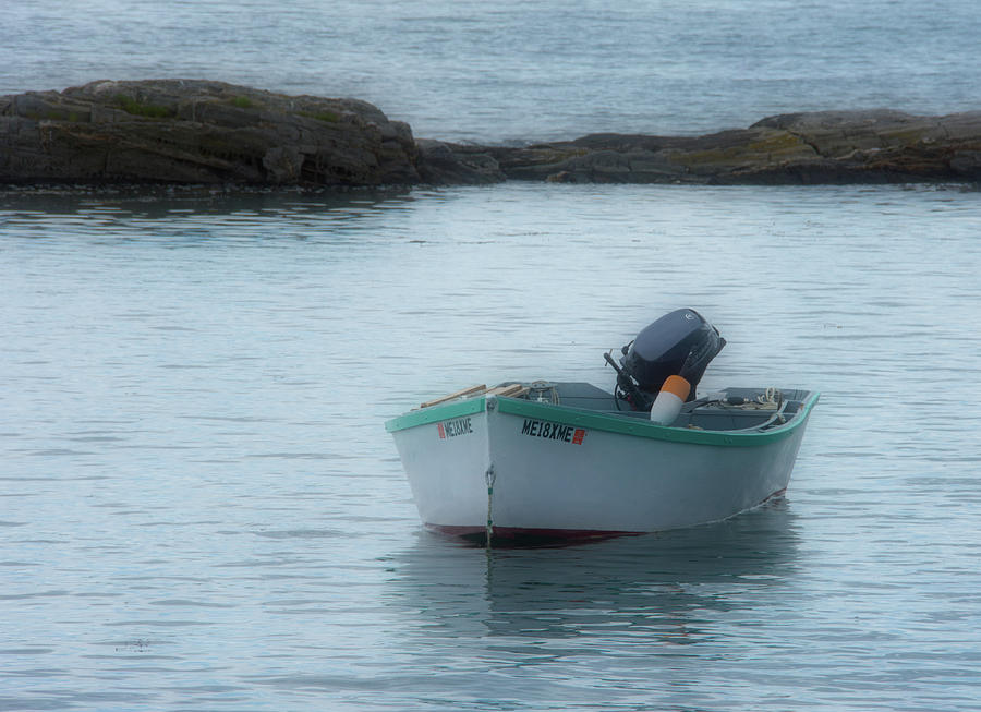Boat Photograph - A Small Boat In Casco Bay by Guy Whiteley