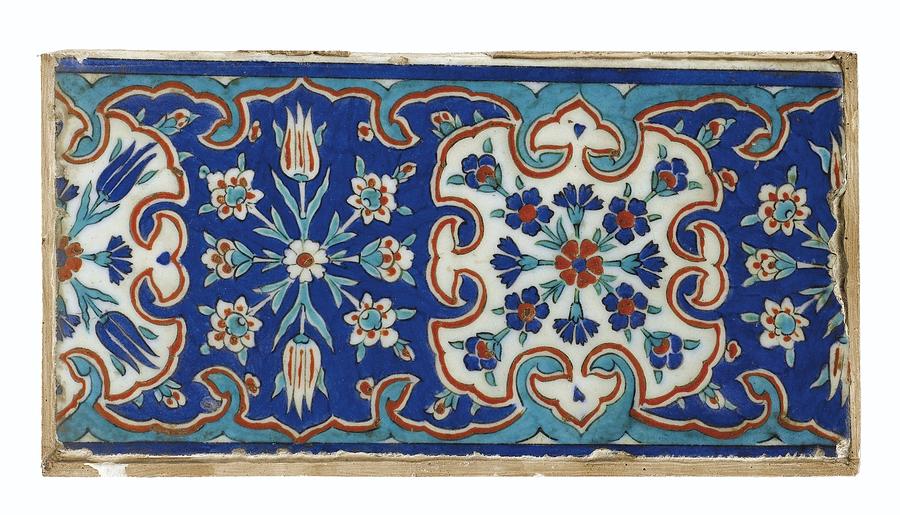 A Small Iznik Pottery Tile Painting by Eastern Accents