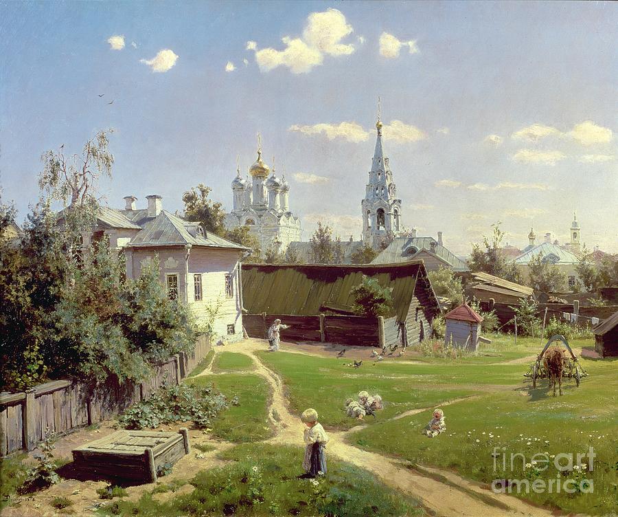 Moscow Painting - A Small Yard in Moscow by Vasilij Dmitrievich Polenov