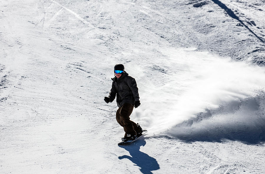 A snowboarder descends Aspen Mountain Photograph by Carol M Highsmith