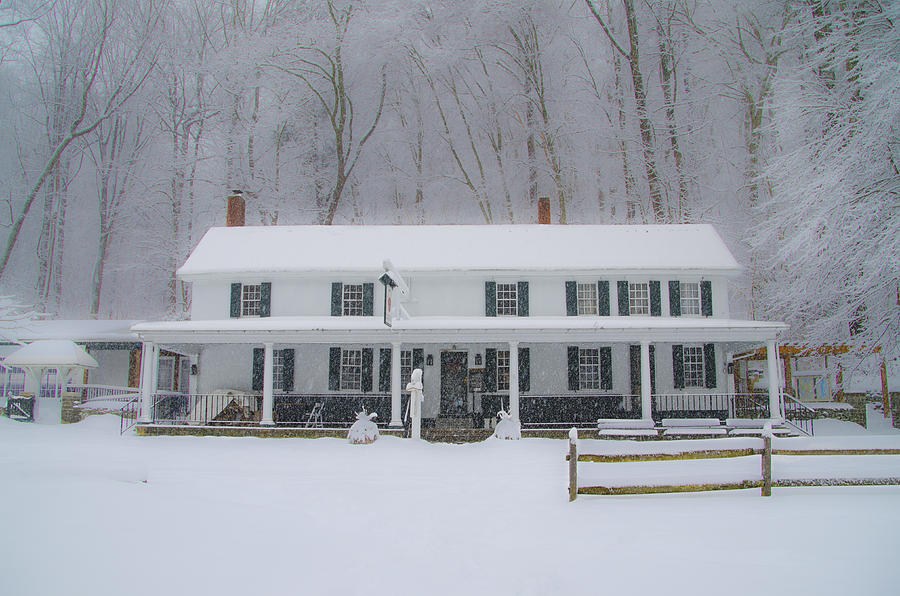 Winter Photograph - A Snowstorm at Valley Green Inn by Bill Cannon