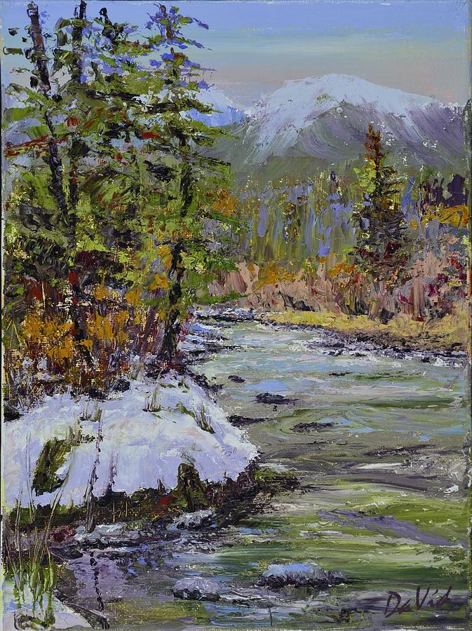 Fall Painting - A Snowy Corner by STRATHBURN Montana Artist