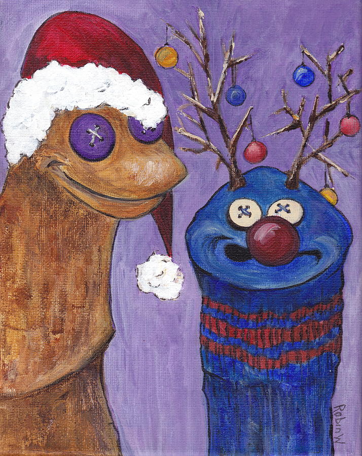 A Sock Puppet Christmas Painting by Robin Wiesneth