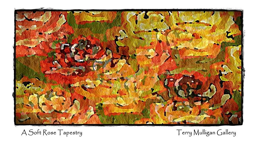 Abstract Digital Art - A Soft Rose Tapestry by Terry Mulligan