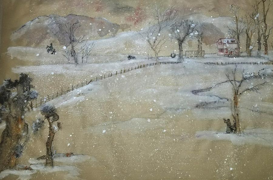 A Somber Snow Silently Settled  Painting by Debbi Saccomanno Chan