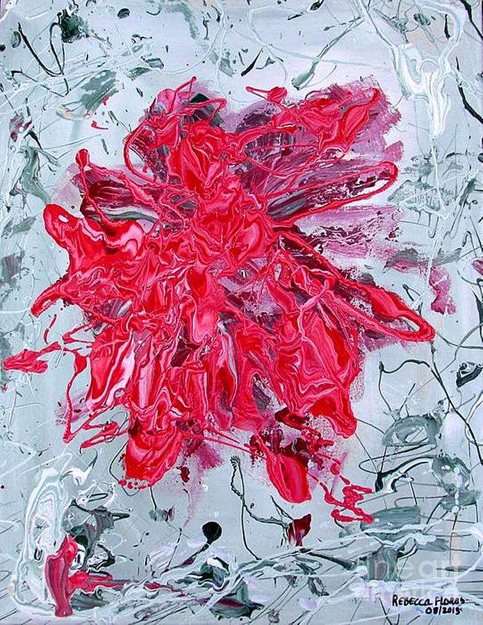 Abstract Flower Painting - A Splash Of Red Carnation by Rebecca Flores