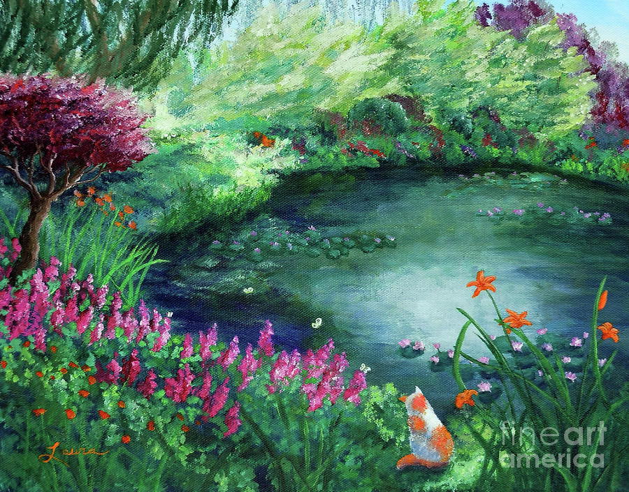 Claude Monet Painting - A Spring Day in the Garden by Laura Iverson