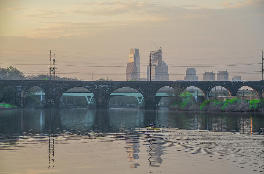 A Spring Morning Rowing on the Schuylkill River Photograph by Bill Cannon