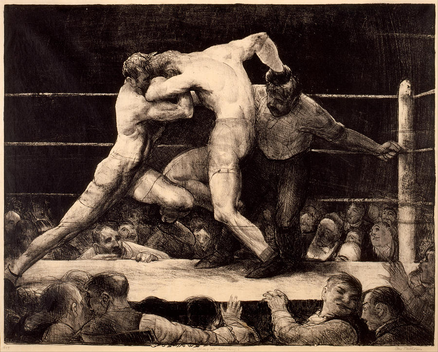 A Stag at Sharkeys Drawing by George Bellows