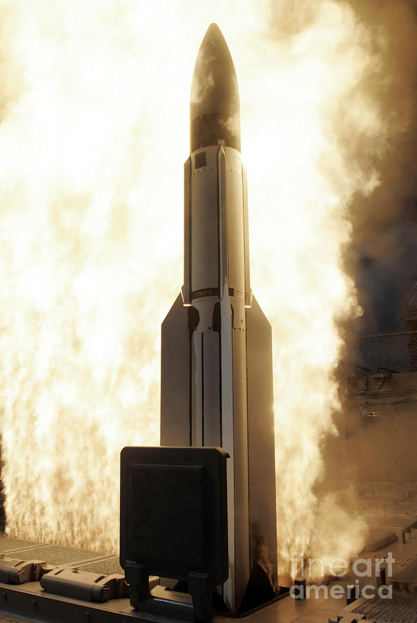 Color Image Photograph - A Standard Missile 3 Is Launched by Stocktrek Images