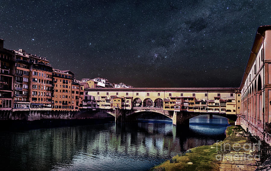 Florence Digital Art - A Starry Starry Night in Florence, Italy by Maggie Magee Molino