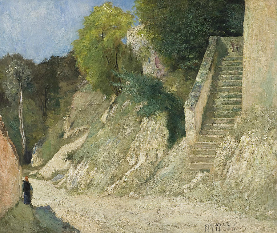 A Steep Ascent in Montigny-sur-Loing Painting by Carl Fredrik Hill