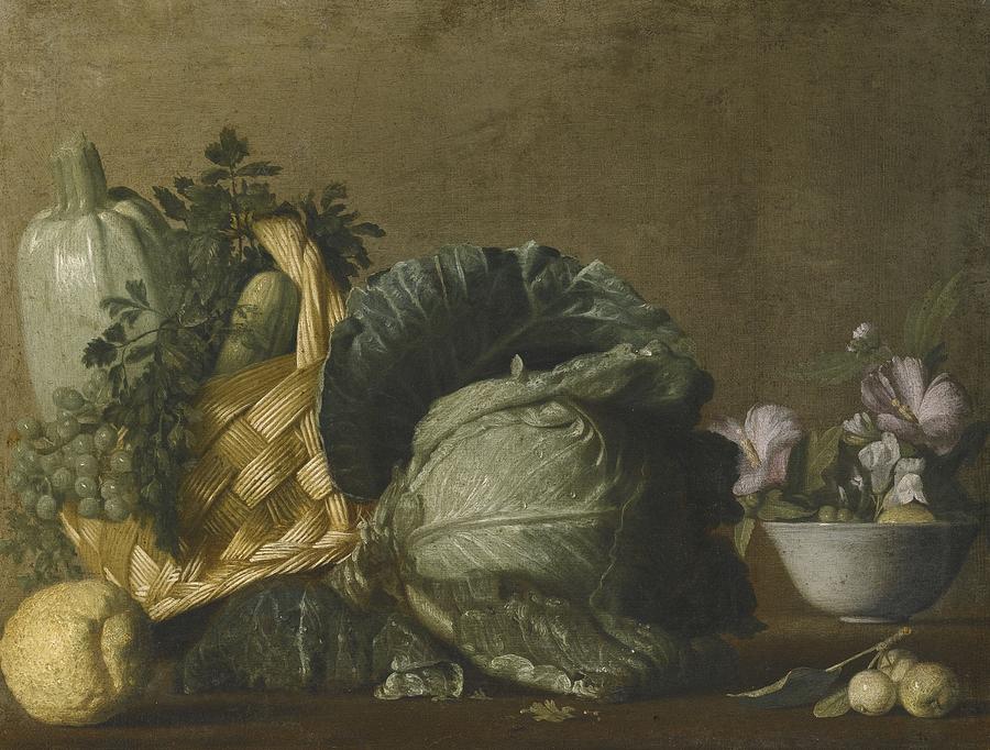 A still life Painting by Bernardo Strozzi
