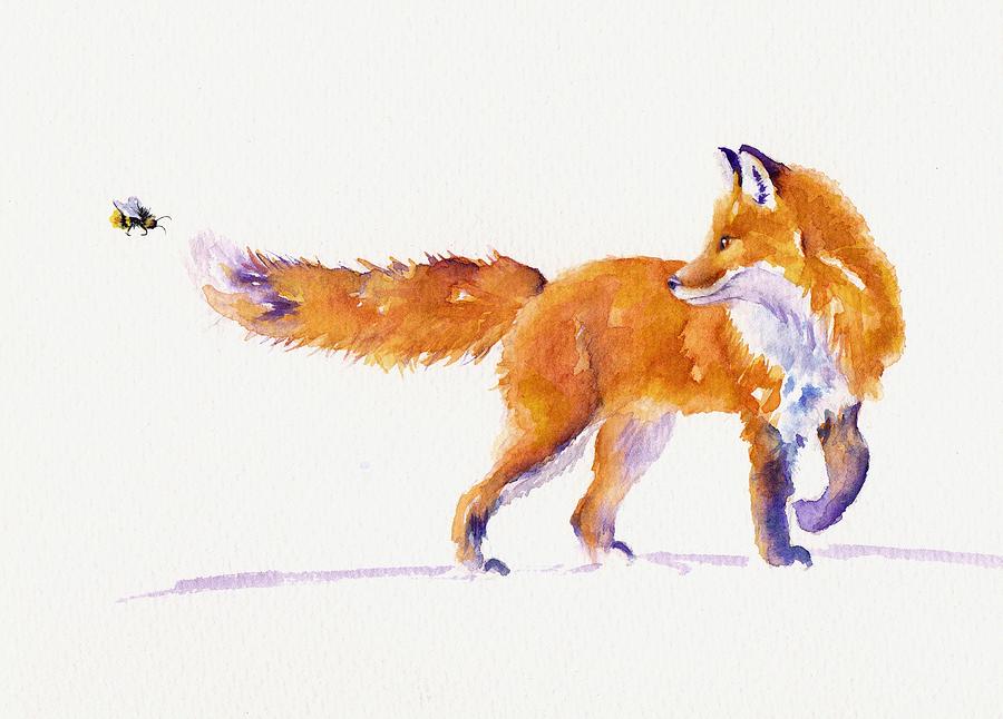 Nature Painting - A sting in the tail - Red Fox by Debra Hall