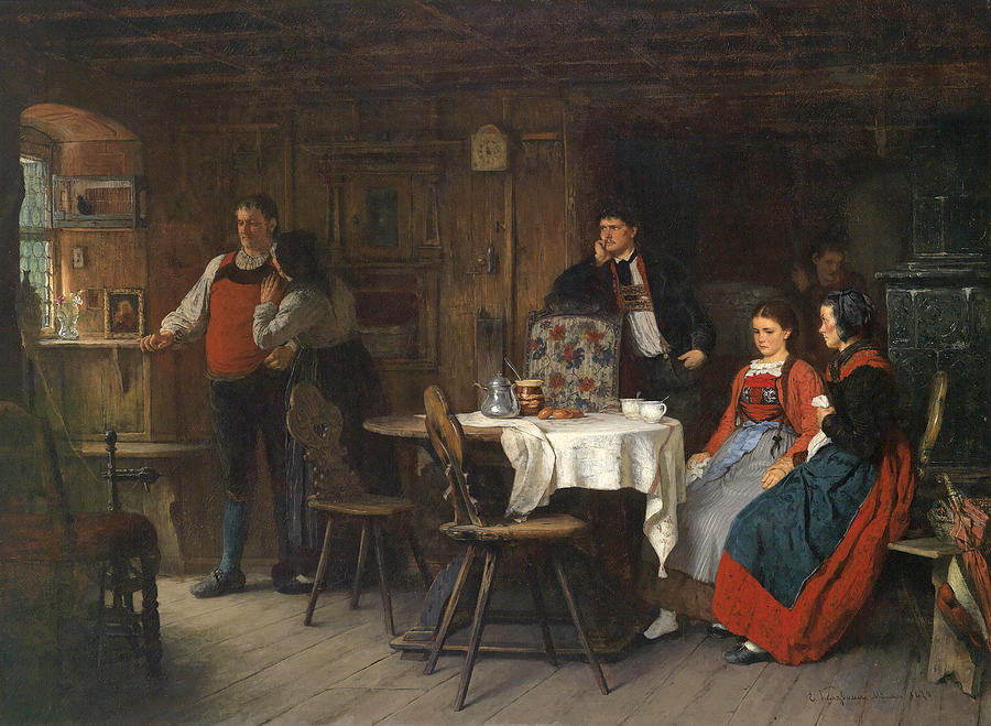 A stormy day of engagement  Painting by Eduard Kurzbauer