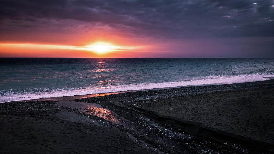 A stormy sunset - Paola, Italy - Seascape photography Photograph by Giuseppe Milo