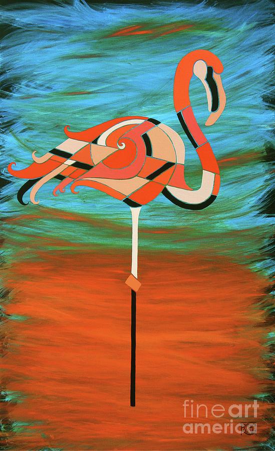 A Straight Up Flamingo Painting by Barbara Rush
