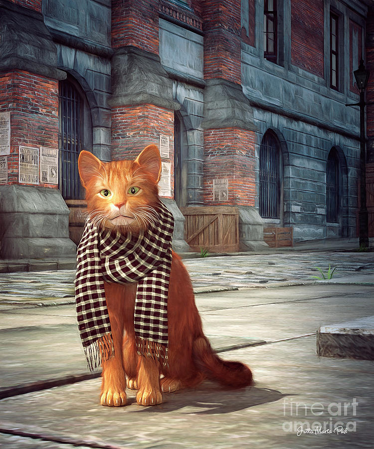 A Street Cat in London Digital Art by Jutta Maria Pusl