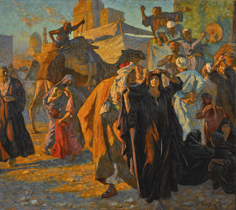 A Street Celebration in Cairo Painting by Ludwig Deutsch