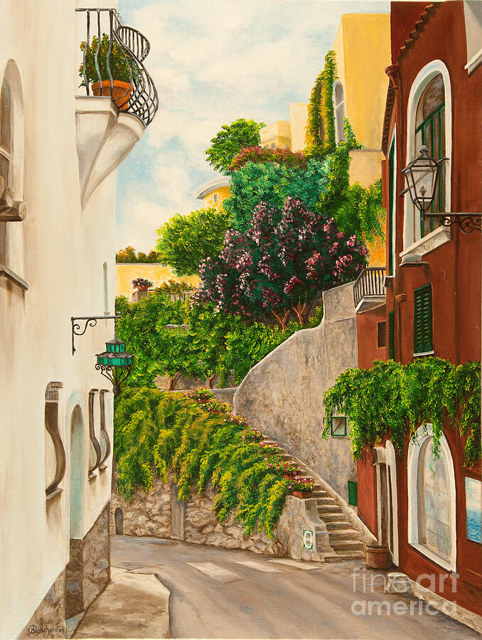 A Street in Positano Painting by Charlotte Blanchard