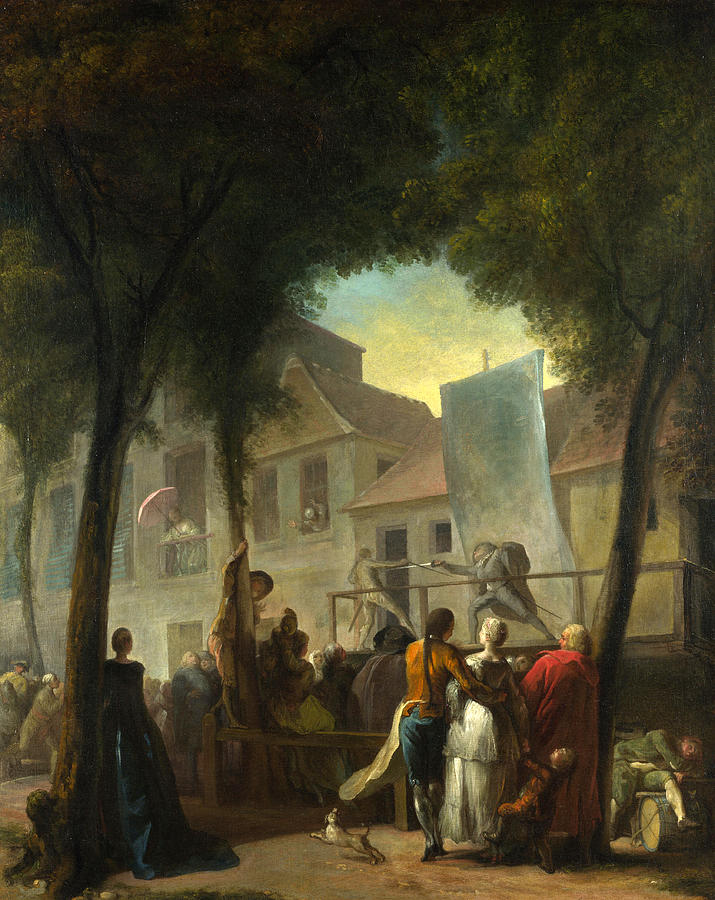 A Street Show in Paris Painting by Gabriel de Saint-Aubin