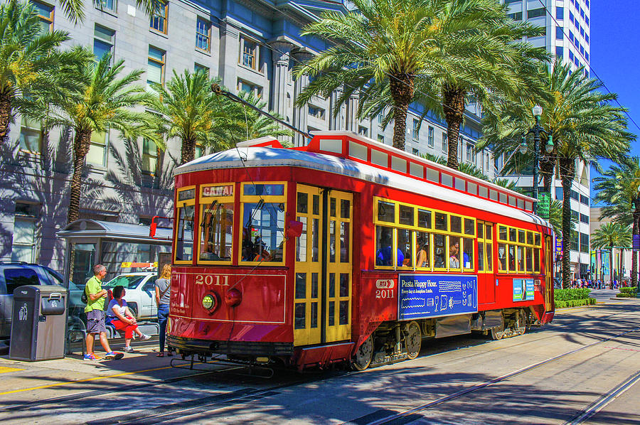 A streetcar on Canal Street, New Orleans, Louisiana Photograph by Art ...