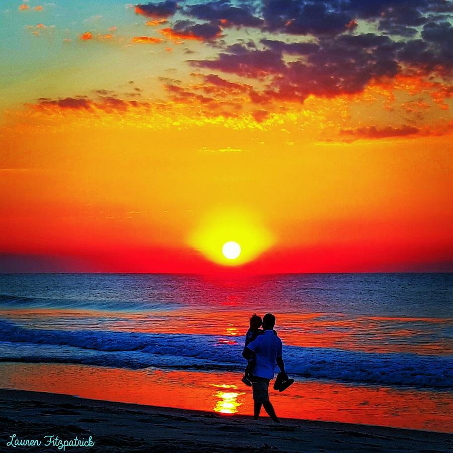 Sunset Photograph - A Stroll on the Beach by Lauren Fitzpatrick