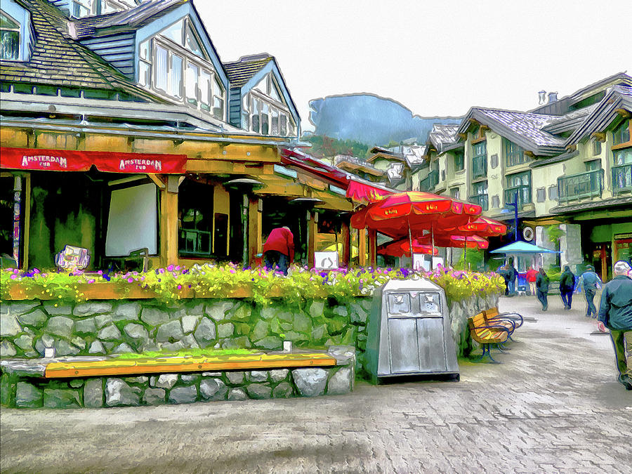 A Stroll Through Whistler Village - Restaurants Digital Art by Leslie Montgomery