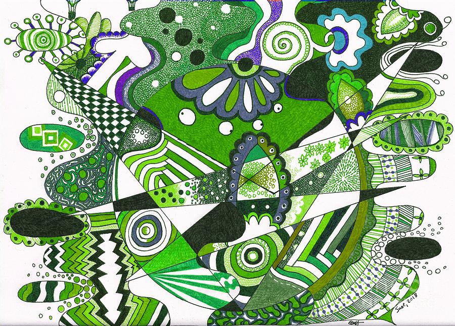 Flower Drawing - A study in green 1 by Darrin Pruitt