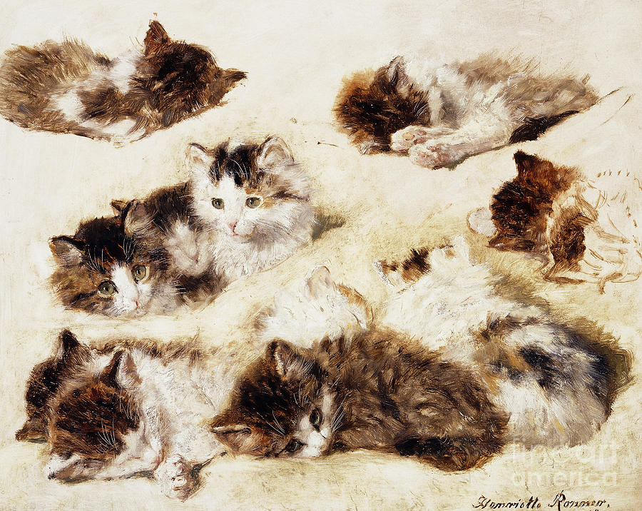 Cat Painting - A Study of Kittens by Henriette Ronner-Knip