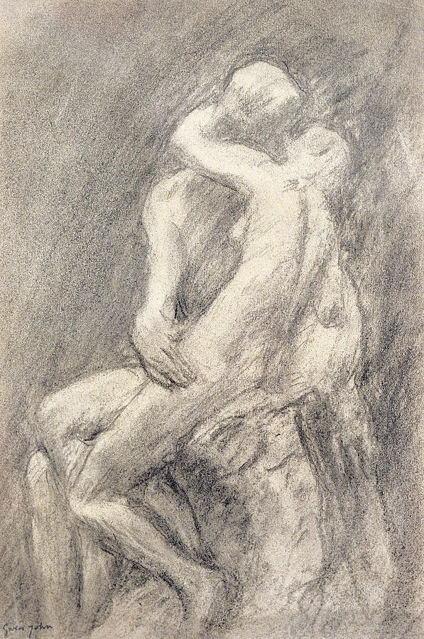A Study of Rodins Kiss in his Studio Drawing by Gwen John