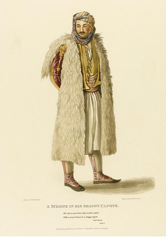 A Suliote in his Shaggy Capote Drawing by Joseph Cartwright