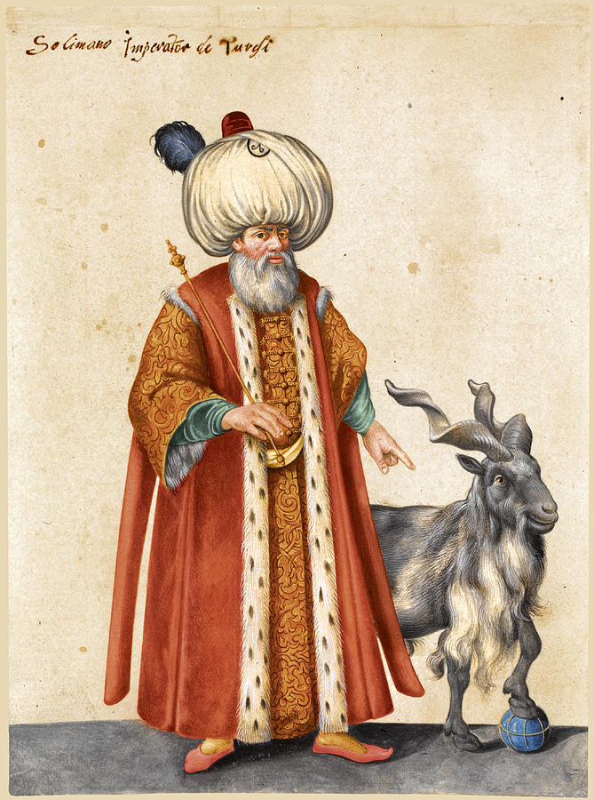 A Sultan standing beside a Goat. Solimano Imperator de Turchi Painting by Jacopo Ligozzi