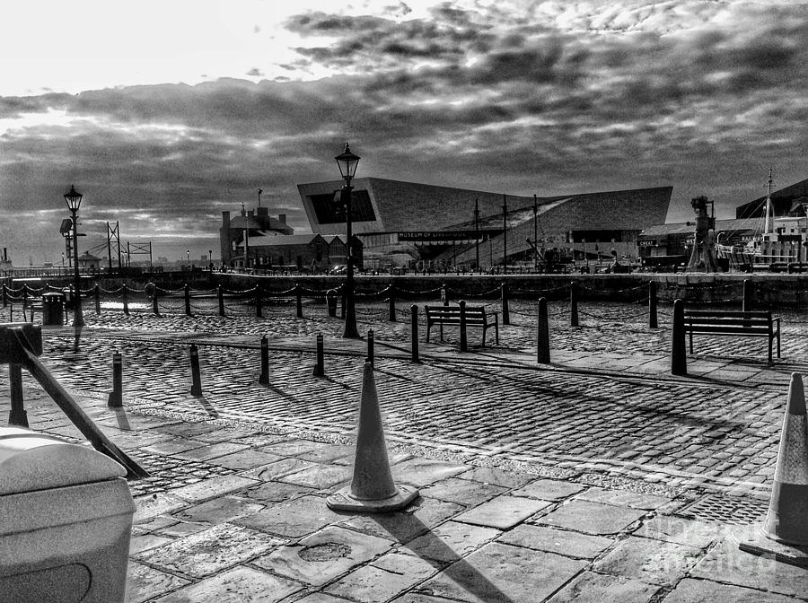 A Summers Evening at Albert Dock in Greyscale Photograph by Joan-Violet Stretch