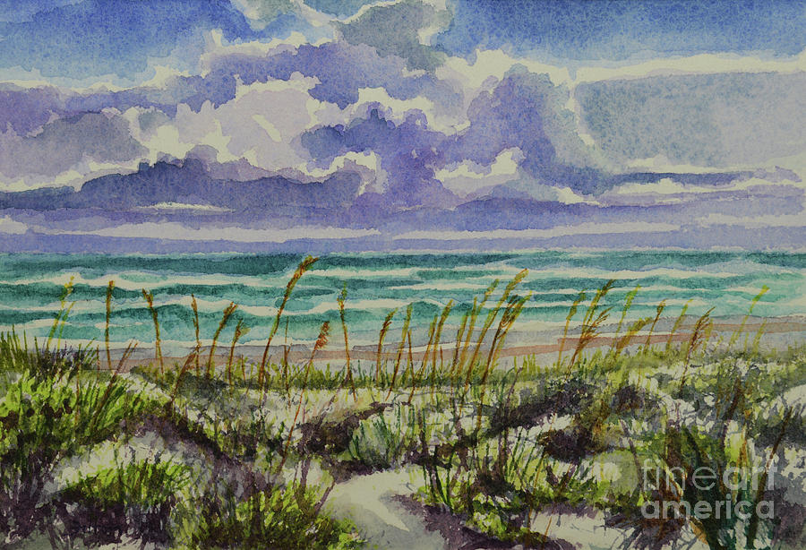 A sunny beautiful day at the beach Painting by Julianne Felton