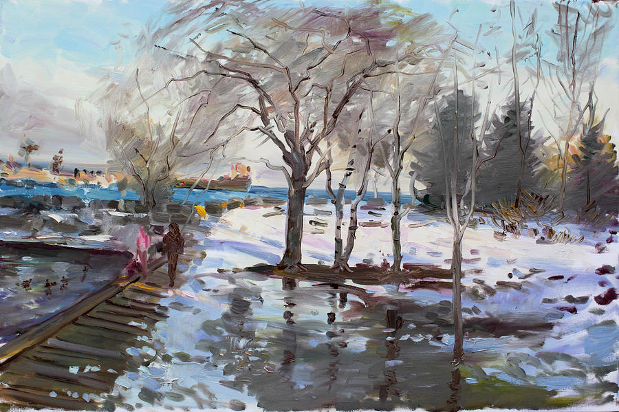 A sunny freezing day Painting by Ylli Haruni
