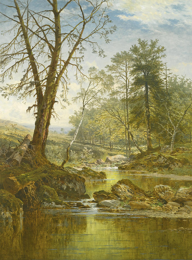A Sunny Stream. Beardon. Dartmoor Painting by Benjamin Williams Leader