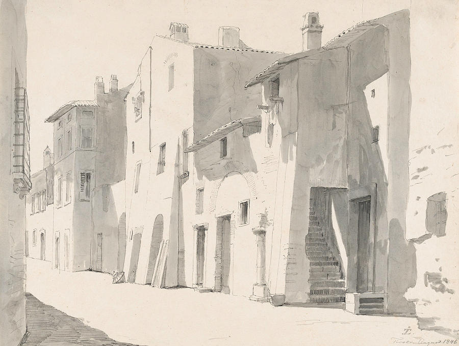 A Sunny Street at Tivoli Drawing by Thorald Laessoe